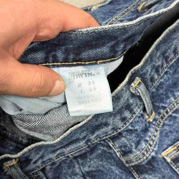 EDWIN Tokyo Jeans Made in Japan French Baggy Denim Blue Cotton 34x33 - Picture 5 of 9